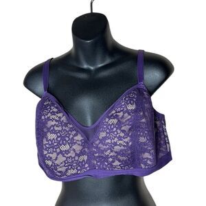Torrid curve purple lace wireless full coverage bra 3/3x nude underlay